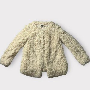 Cream coquette faux fur/faux sherpa jacket. Size Medium
